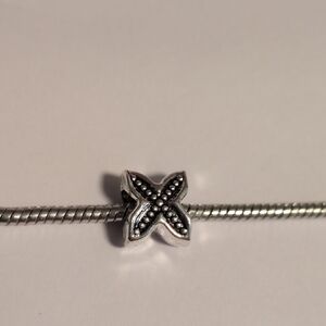 Silver Studded X Spacer Charm for Pandora Style Bracelet